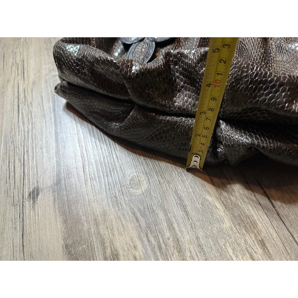 Brighton Breelan Python Snake Embossed Leather Handbag Purse Hobo Brown Grey